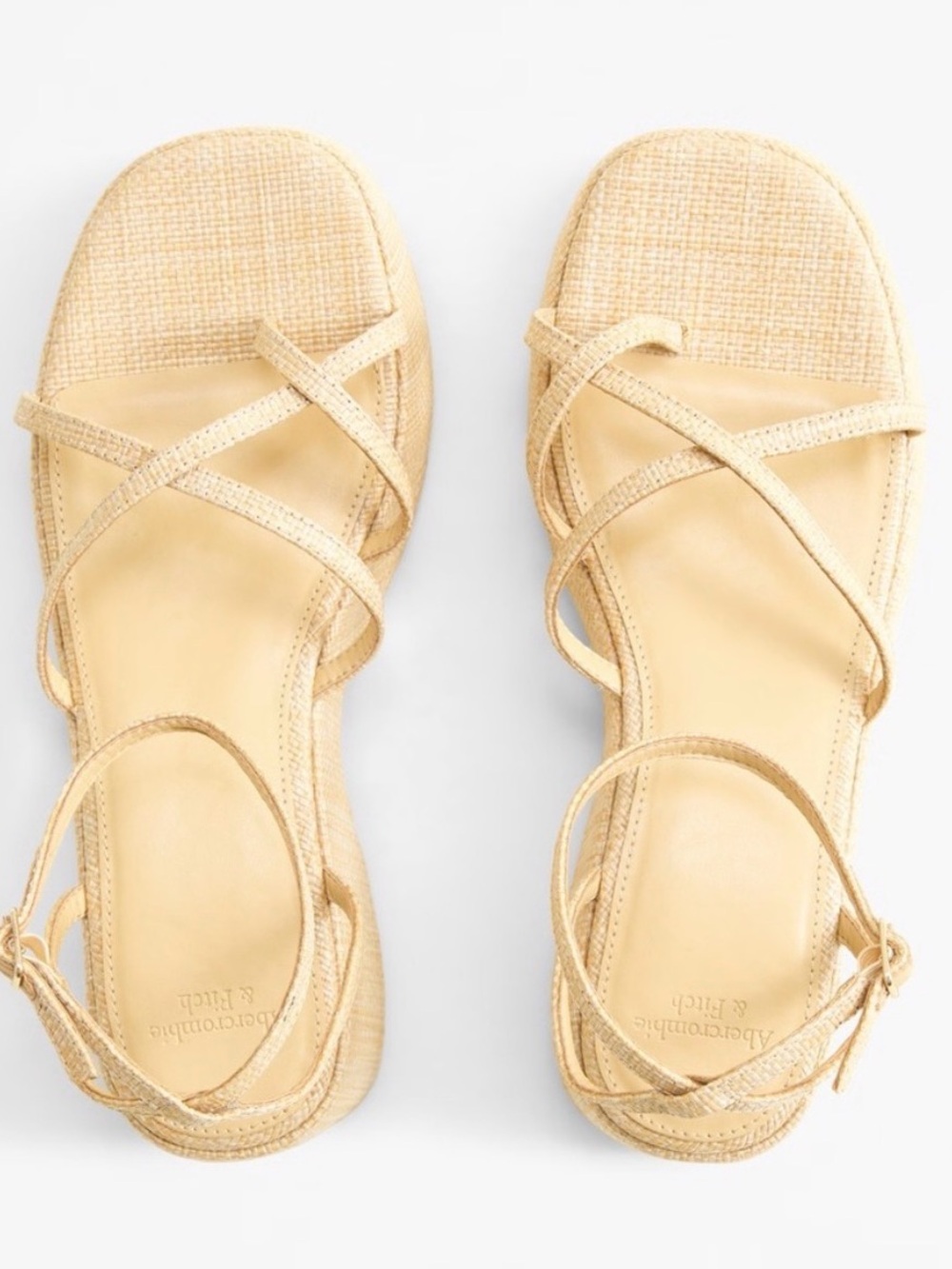 Abercrombie & Fitch Neutral Woven Strappy Ankle-Wrap Sandals